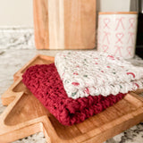 Cotton Dishcloth Set - Christmas Red