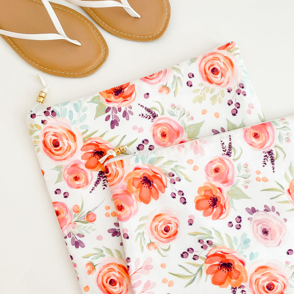 White Floral Wet Bag