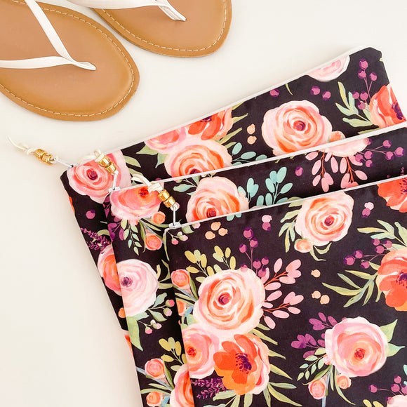 Charcoal Floral Wet Bag