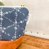 Make Up Bag - Blue Floral Vines