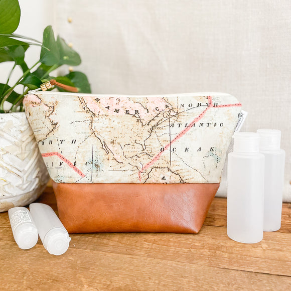 Travel Toiletry Bag - Vintage Map