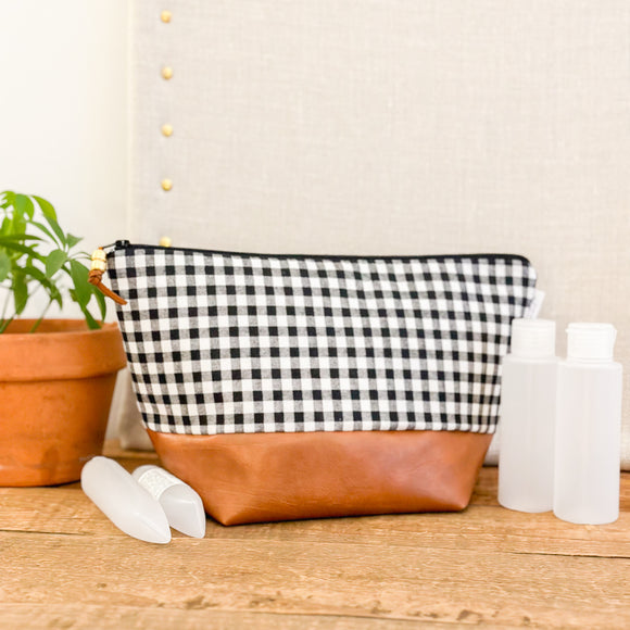 Make Up Bag - Black & White Gingham