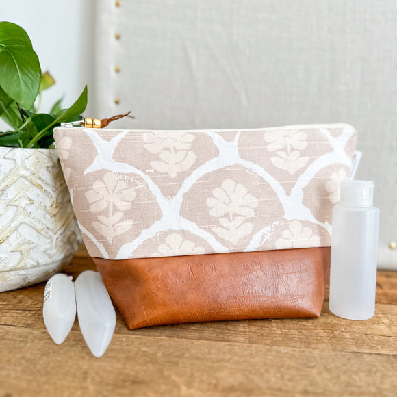 Make Up Bag - Blush Scallop Floral